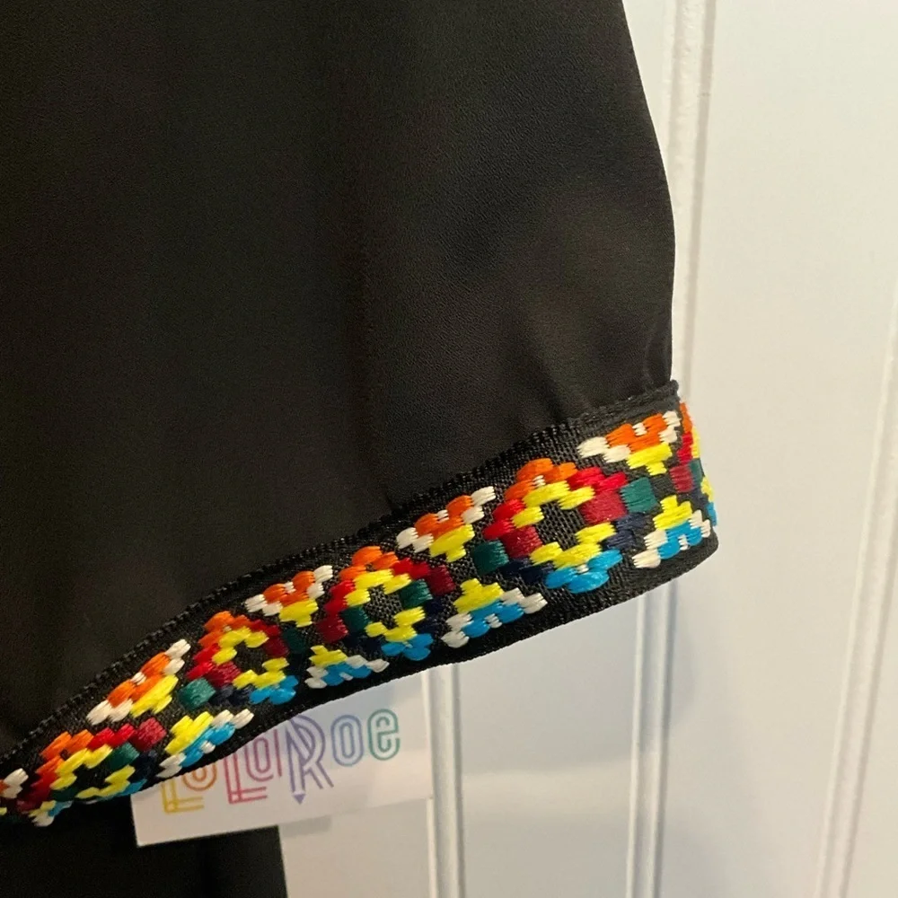 ❄️ LuLaRoe | Shirley Black Kimono Cardigan with Embroidered Trim Medium